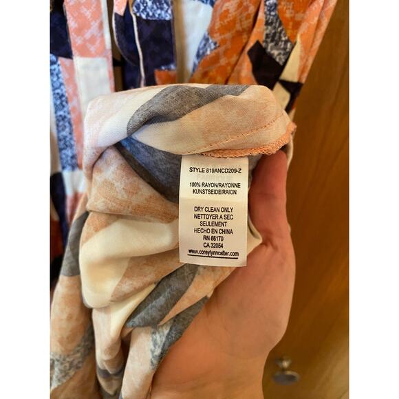 Corey Lynn Calter orange abstract midi shirt dress - Picture 10 of 10